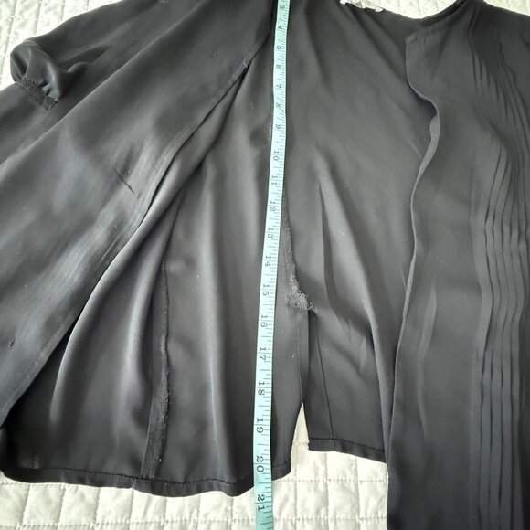 Leith Black Pintuck Long Sleeve Drape Front Blouse Size S Top Made In India - Picture 7 of 13